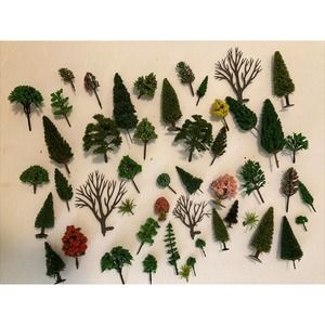 50pc Model Trees Train Railroad Diorama Park Scenery Trees Bushes Plants +